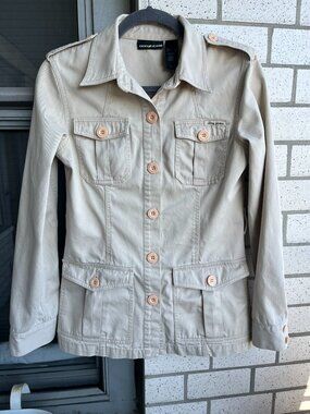 DKNY utility military jacket women style safari khaki button up  size XS